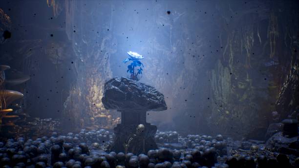 istock A secret bloom takes root upon a stone within an enchanted cavern 2154576152