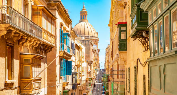 istock Sunny street in Valletta old town, Malta 2154576779