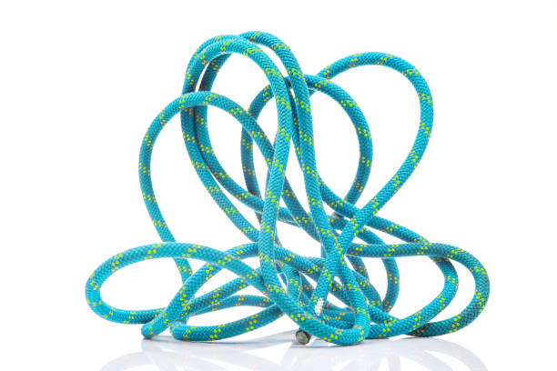 istock durable colored rope for climbing equipment on a white background. climbing rope. coil of braided cable. item for tourism and travel 2154580451