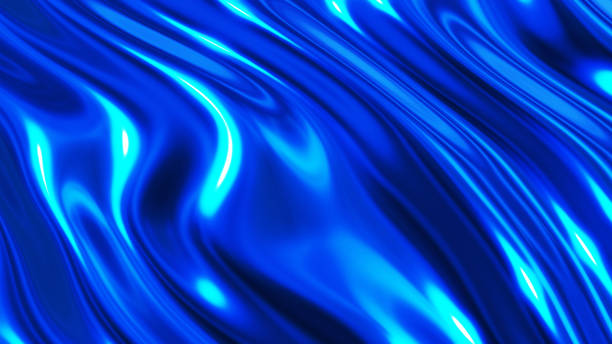 istock Liquid chrome waves background, shiny and lustrous blue metal pattern texture, silky 3D illustration. 2154586208
