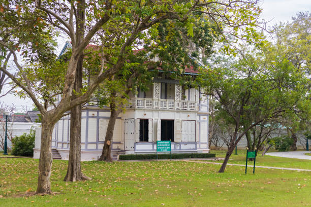 Bang Pa-in, Ayutthaya, Thailand - 24 December, 2023: View on Mansion for H.M.Queen Sri Savrindira at Bang Pa-In Palace in Ayutthaya, Thailand.