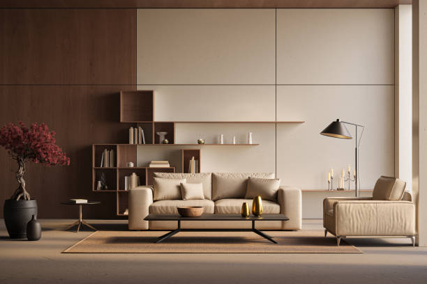 istock Interior design of modern apartment. Interior mockup, 3d render 2154600290