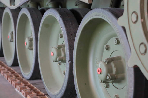 istock Modern Military Vehicle - Tank Tracks and Wheels 2154601713