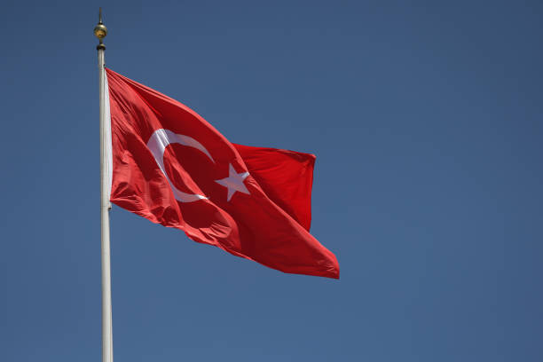 istock Turkish flag waving during a sunny day. 2154605522