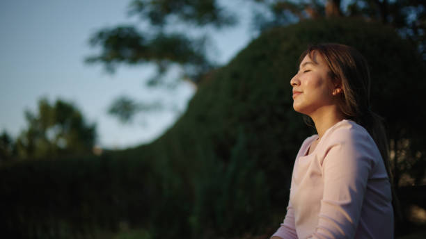 istock Woman resting tranquility in nature. 2154608717
