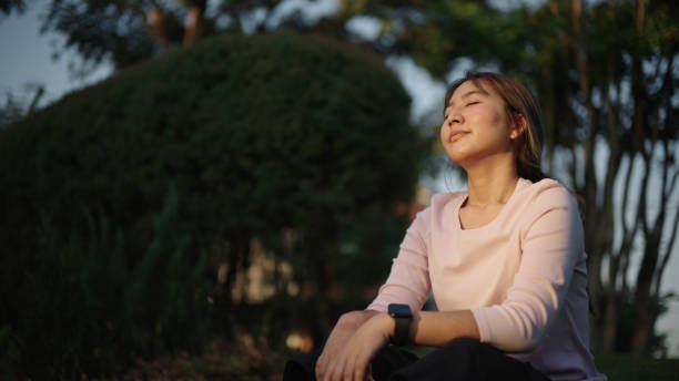 istock Woman resting tranquility in nature. 2154608749