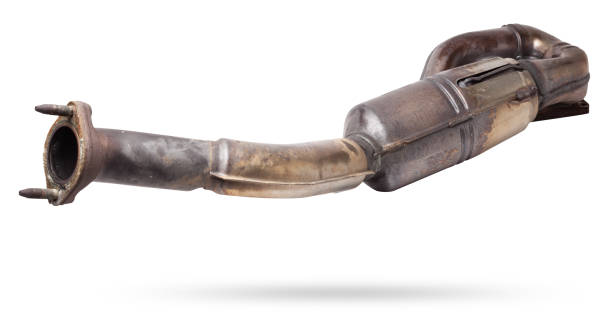 istock Automotive catalyst removed from a vehicle for repair with a ceramic coating inside as part of an exhaust system to remove harmful emissions in a car repair shop 2154612771