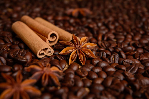 istock Cinnamon sticks and star anise on roasted coffee beans 2154615508