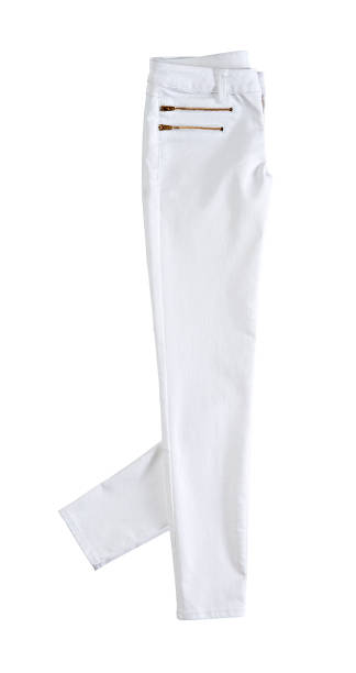 istock Fashionable white jean isolated on white background(with clipping path) 2154617109
