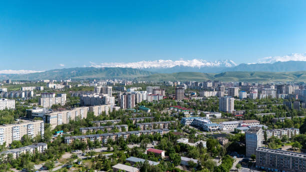 istock Bishkek Cityscape in Spring with Snowy Mountains 2154619171