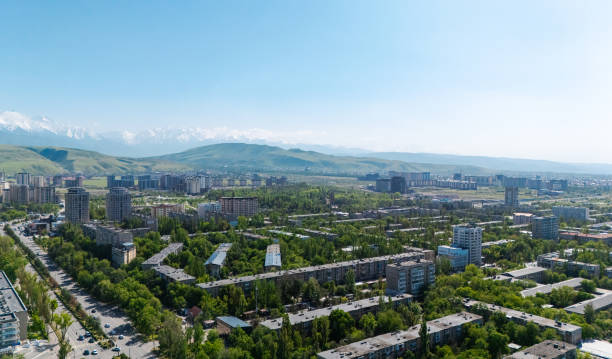 istock Bishkek Cityscape in Spring with Snowy Mountains 2154619251