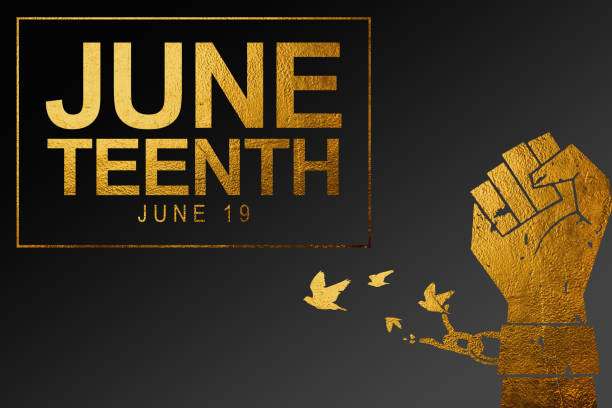 istock Juneteenth Freedom Day template design in vector on black background. African American Independence day theme design using Card, Logo of the T-Shirt, Flyer, Banner, Poster. 2154619278