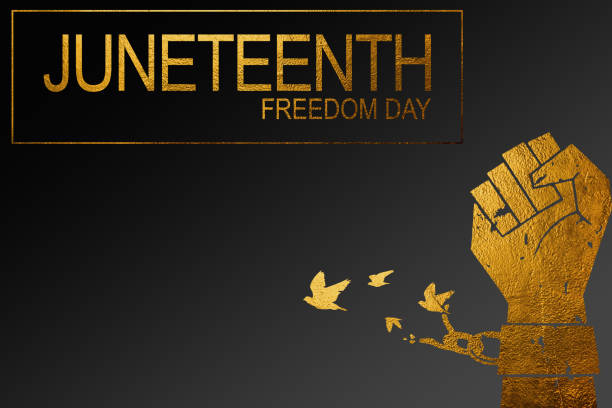 Juneteenth Freedom Day template design in vector on black background. African American Independence day theme design using Card, Logo of the T-Shirt, Flyer, Banner, Poster.
