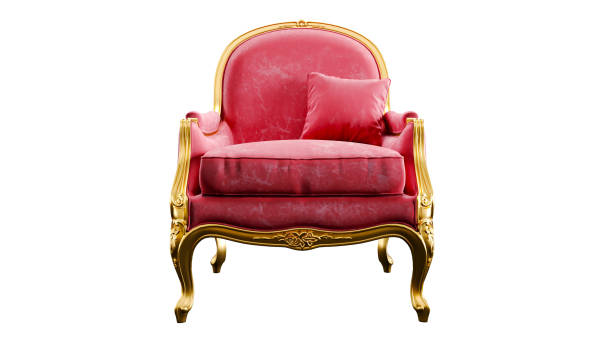 istock 3D render of red and gold classic armchir isolated on white background 2154625402