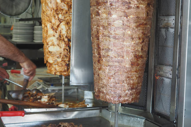 istock rotating traditional gyros meat close up 2154625590