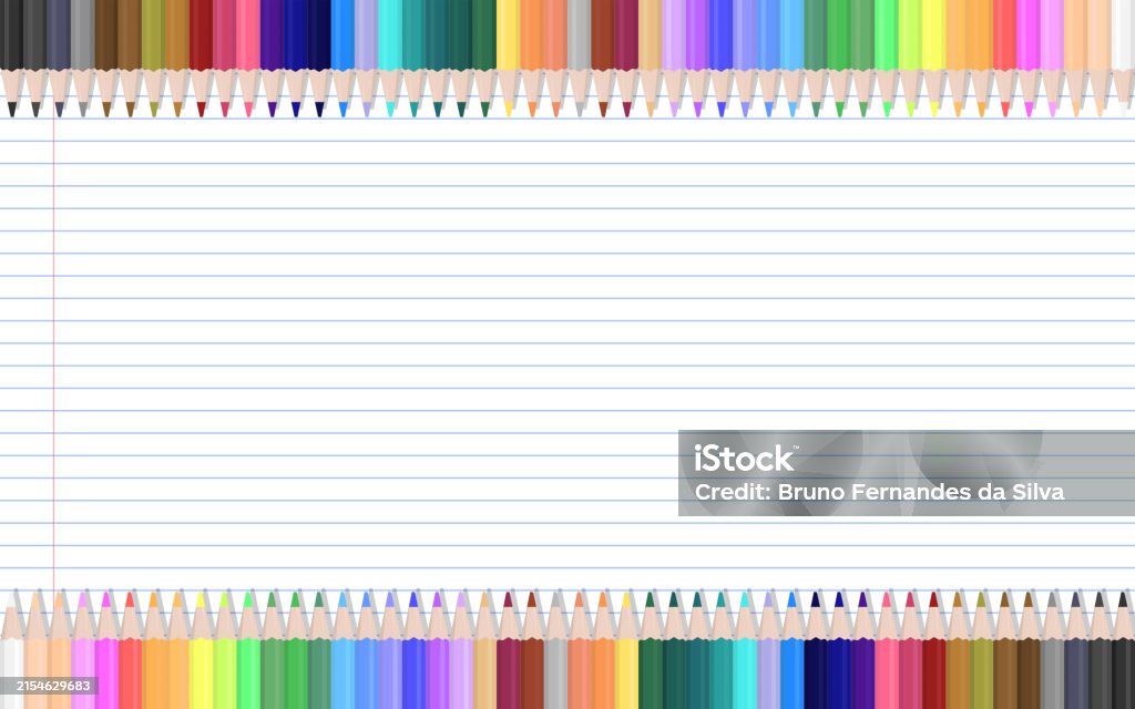 Notebook Rectang Frame School Layout Color Pencil Frame On Notebook Paper Background Rectangle ...