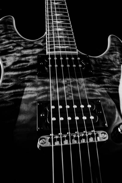 Closeup of fragment of electric guitar for design purpose