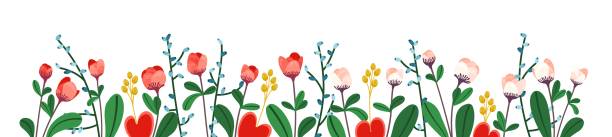 istock Roses. Large floral banner with different bright flowers. Rich flowery meadow. Design elements for decoration. Vector 2154640587