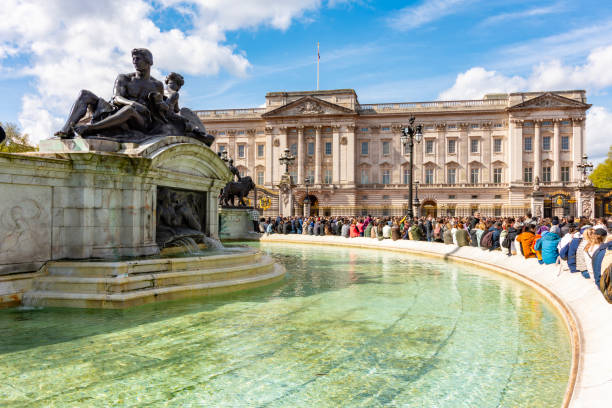 London, UK - 29 April 2024: Fountain at Royal Buckingham palace