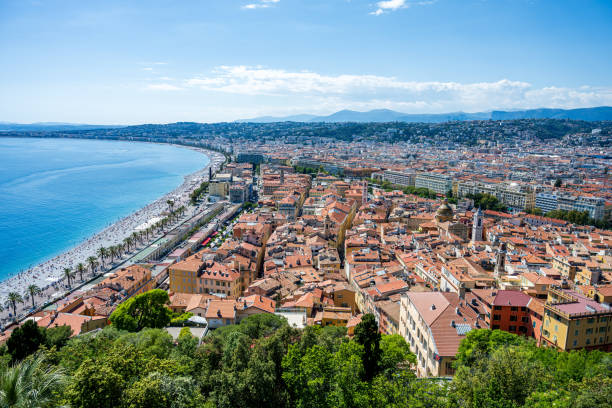 istock Cityscape from the great city Nice with its beach 2154658248