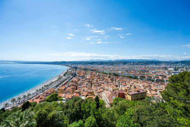 istock Wide cityscape from the great city Nice with its beach 2154658278