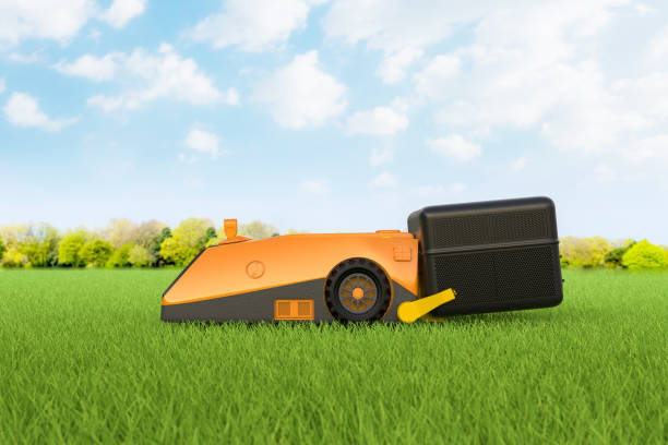 istock Robotic lawn mover or electric grass trimmer for lawn care 2154665008