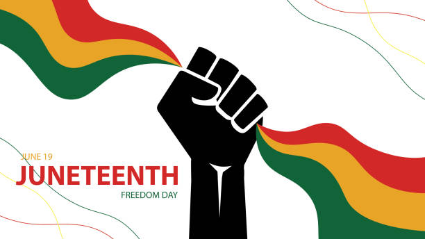 illustrazioni stock, clip art, cartoni animati e icone di tendenza di juneteenth background design,juneteenth freedom day abstract background, banner, poster, greeting card. - 1860 1869