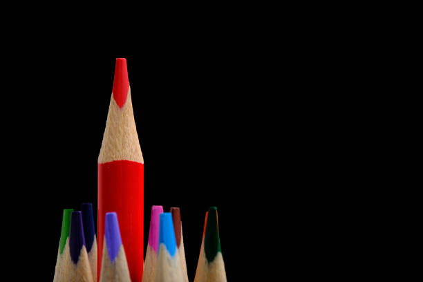 Set of colored pencils black background
