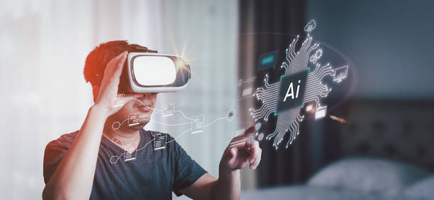istock Businessman is showing concept of future technology and internet connection network with AI as controller. A graphic floated in the air on his hand. Data center network concept. 2154675946