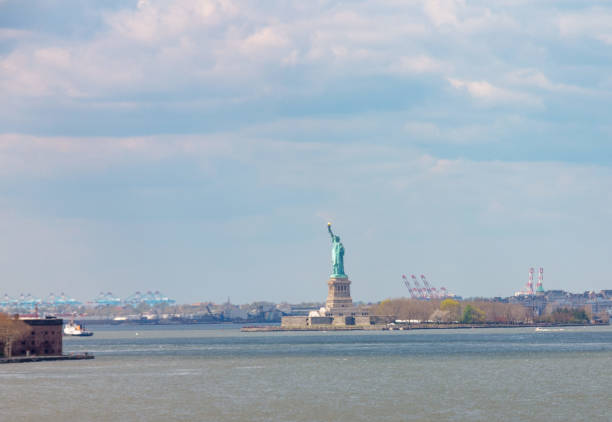 Statue of Liberty on Hudson river, New York City