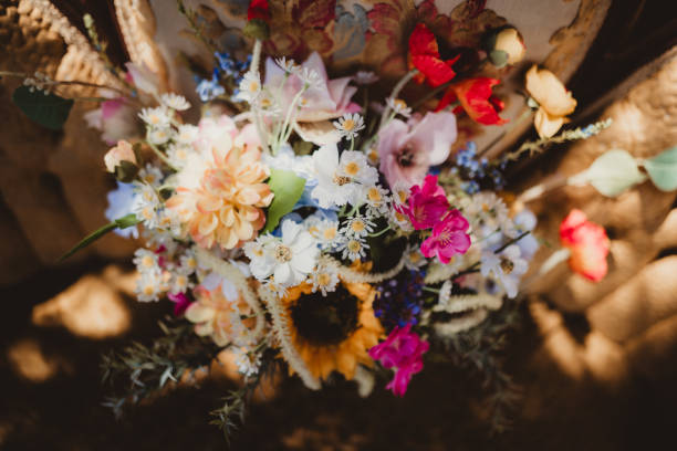 istock Bright colored wildflower wedding bouquet 2154683388