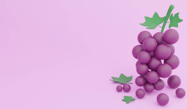 istock Grape wallpaper illustration, 3D render food and beverage concept and copy space on purple background 2154684126