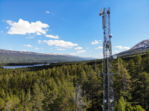istock Working on installation of 5G telecommunications antennas with great view 2154684361