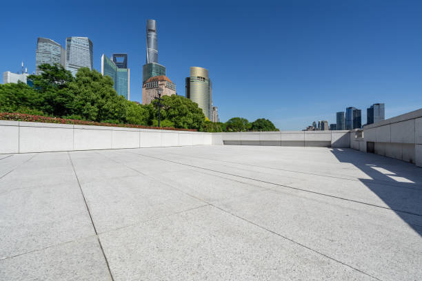 istock Empty floor and modern city skyline with buildings in Shanghai. 2154689272