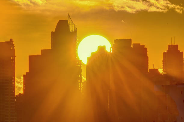 Big sunset, downtown Vancouver, British Columbia, Canada
