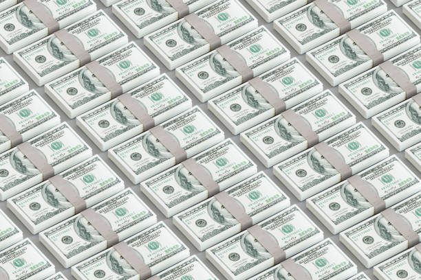 istock Stack of US dollars banknotes, one hundred dollar bills 2154692600