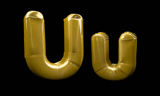 Balloon letters U and u on black background.