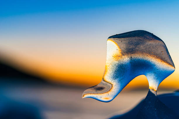 Close-Up of Ice Formation With Sky Background