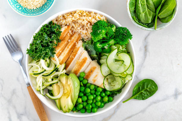 istock Healthy plate lunch with grilled chicken and various vegetables 2154699076
