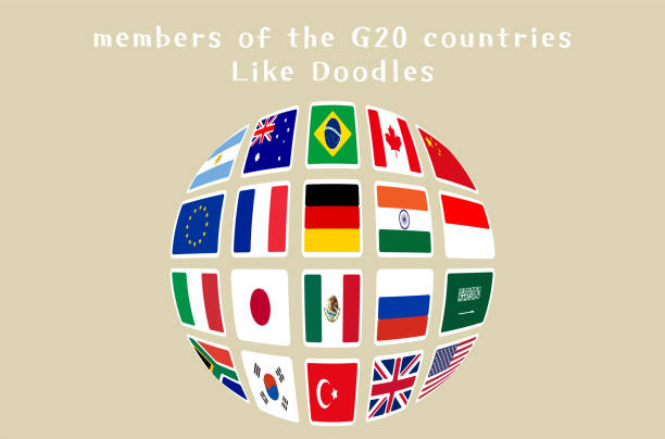 istock Flag set of G20 - Group of Twenty -  participating countries 2154703548