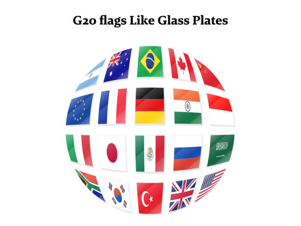 istock Flag set of G20 - Group of Twenty -  participating countries 2154703552
