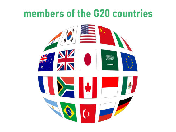 istock Flag set of G20 - Group of Twenty -  participating countries 2154703567