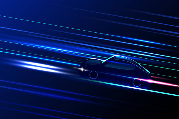 istock High speed movement design. sport car on high speed running concept.Fast silhouette. Abstract technology background. Vector illustration. 2154703924