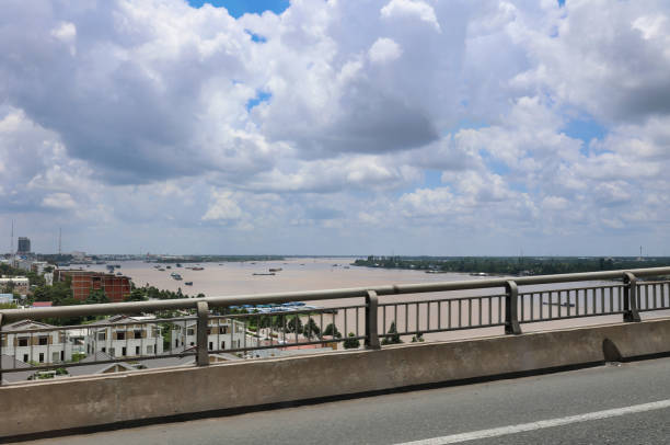 mekong river landscape from a bridge, Vietnam