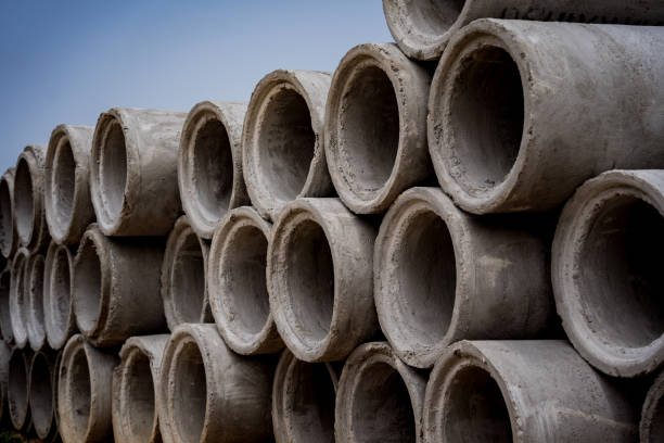 istock A stack of concrete ring pipes piled and creating a symmetrical arrangement 2154705040