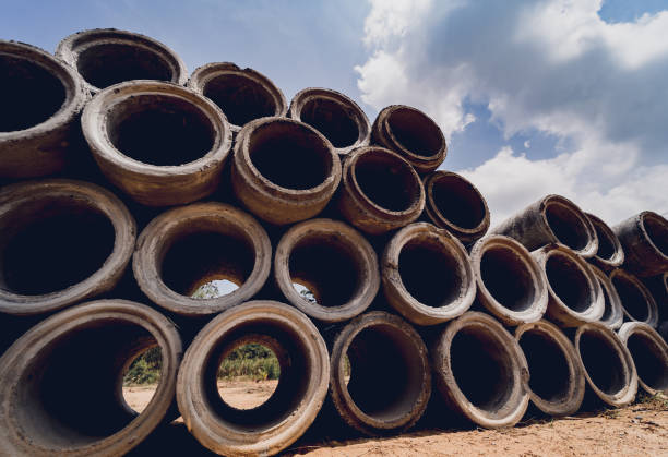istock A stack of concrete ring pipes piled and creating a symmetrical arrangement 2154705185