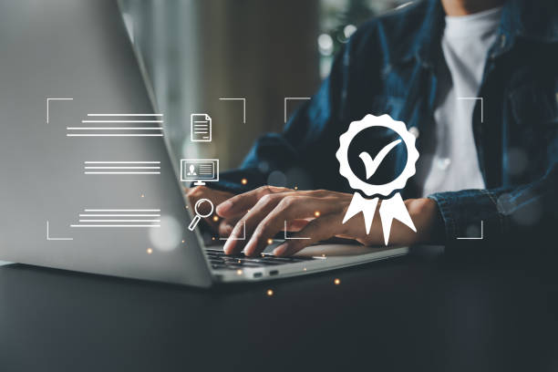 istock businessman working with computers  service Quality assurance, Guarantee, Standards, ISO . 2154707696