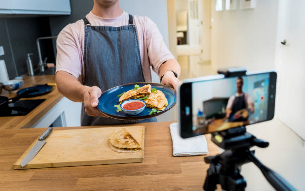 istock The chef is broadcasting live from workshop how to prepare a vegetarian food 2154707764