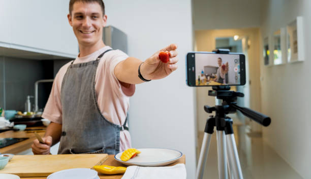 istock The chef is broadcasting live from workshop how to prepare a vegetarian food 2154709072