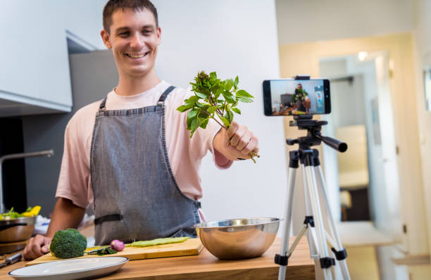 istock The chef is broadcasting live from workshop how to prepare a vegetarian green curry 2154711126